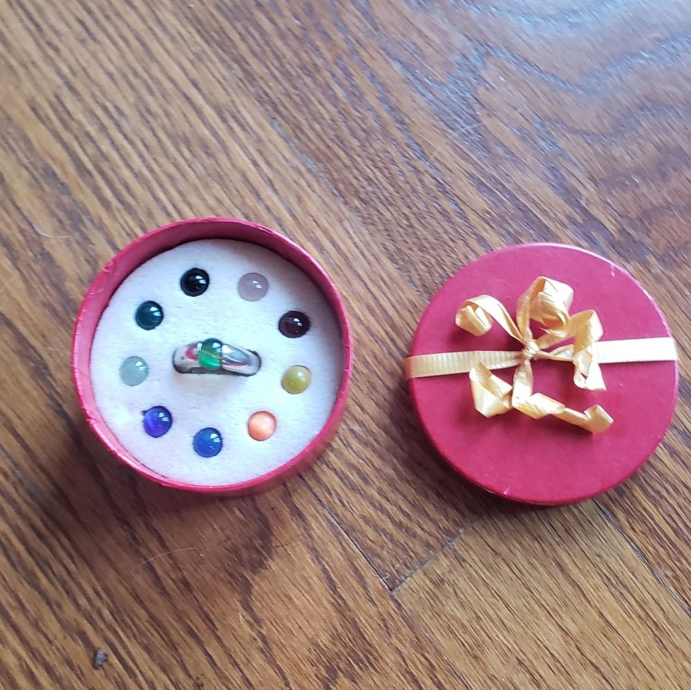 Sterling Silver 925 Multi-Changeable Gem Ring Sz7